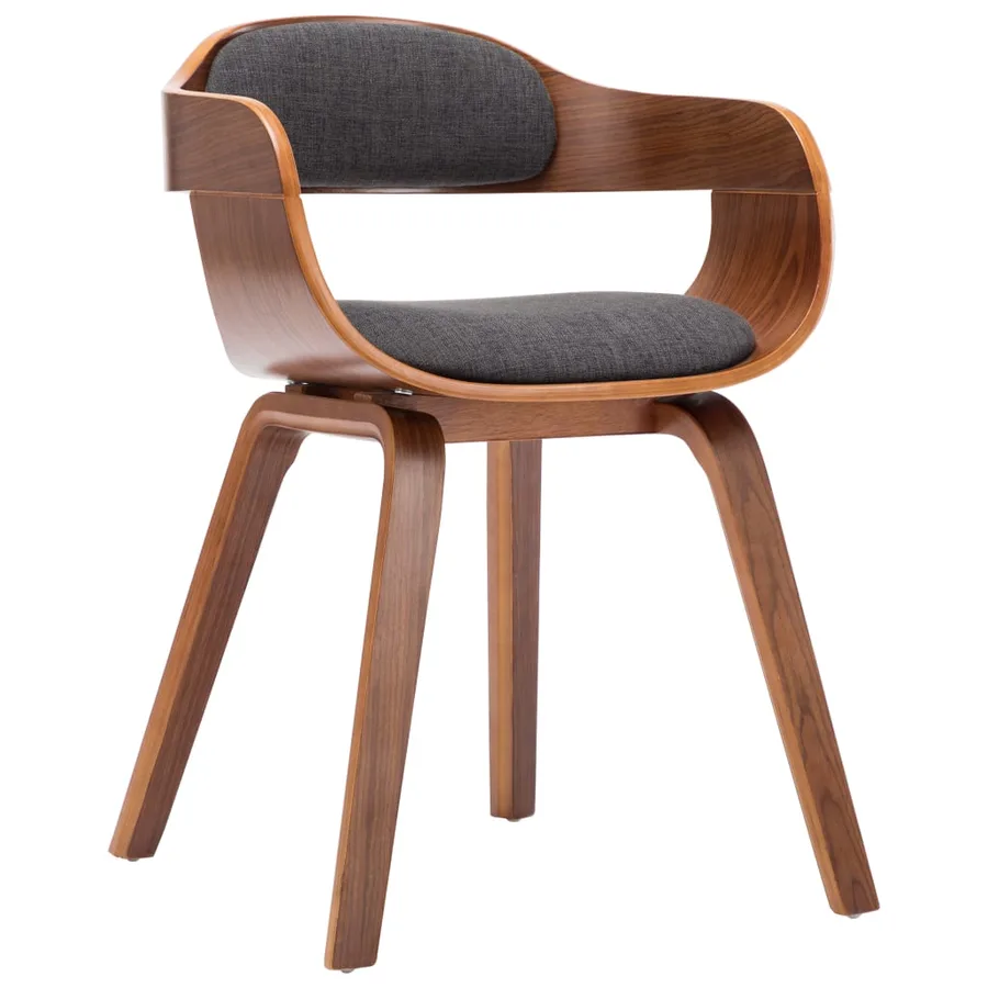 Chaises à manger lot de 6 gris foncé tissu et bois courbé - 3
