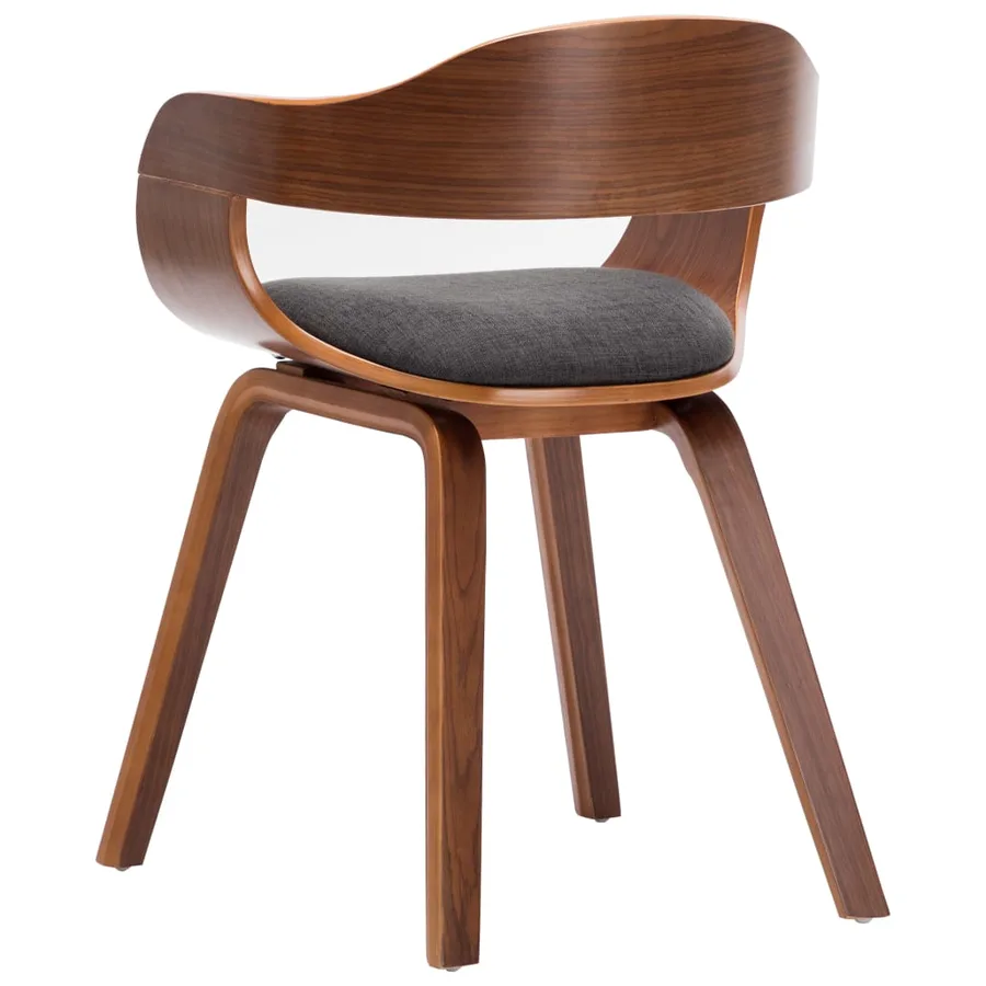 Chaises à manger lot de 6 gris foncé tissu et bois courbé - 6