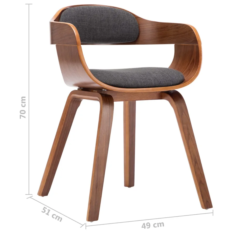 Chaises à manger lot de 6 gris foncé tissu et bois courbé - 8