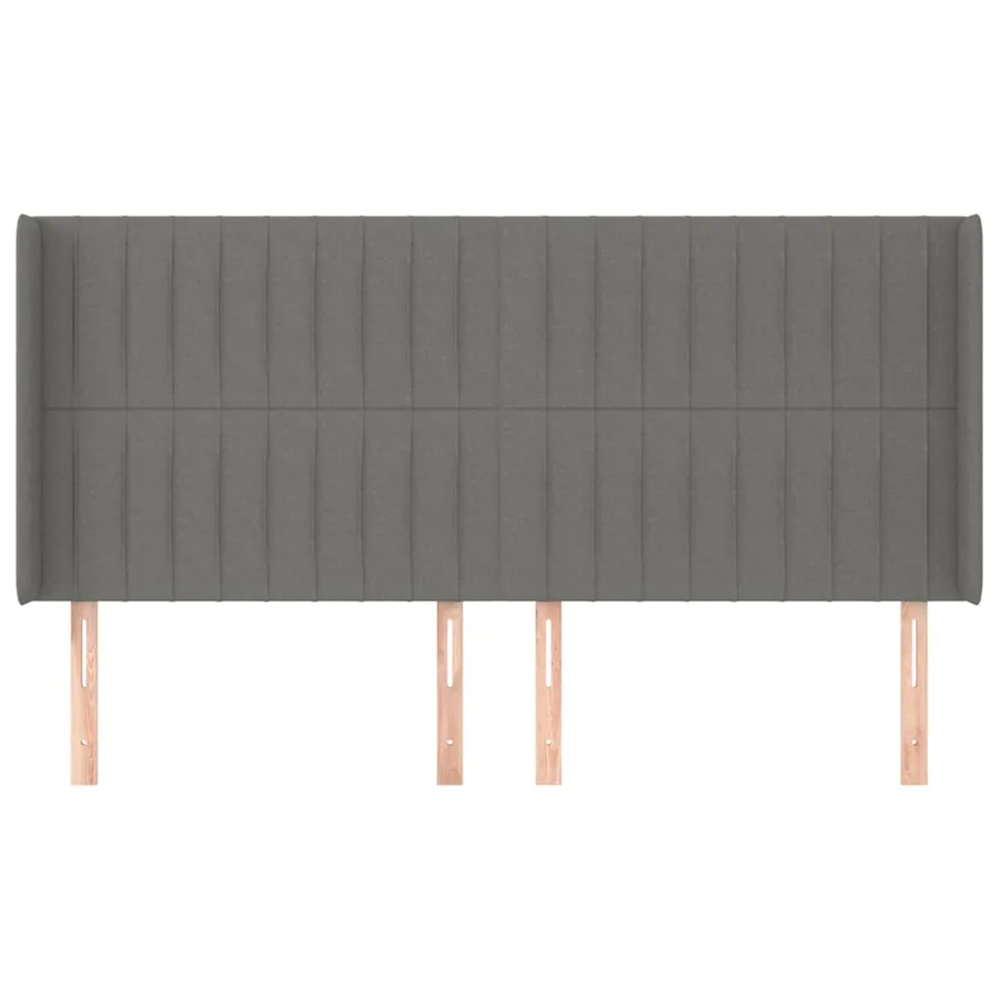 Tête de lit avec oreilles Gris foncé 183x16x118/128 cm Tissu - 3