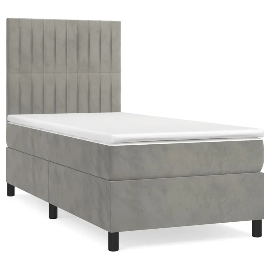Sommier à lattes de lit et matelas Gris clair 90x190 cm Velours - 2