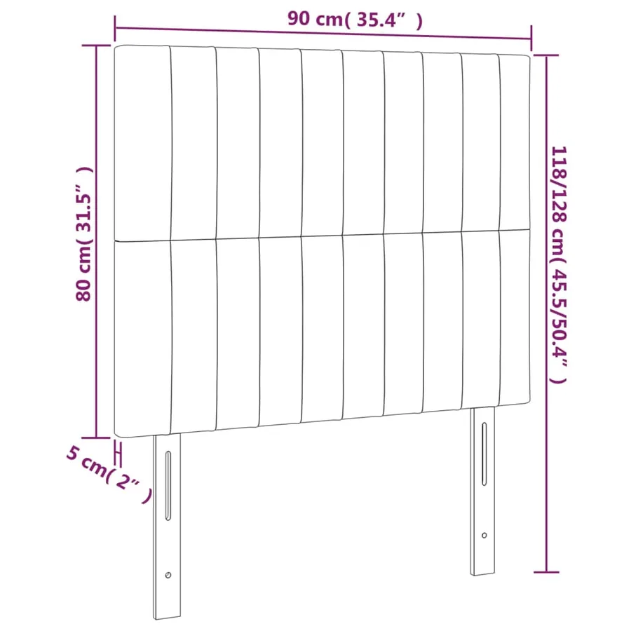 Tête de lit Gris clair 90x5x118/128 cm Velours - 8