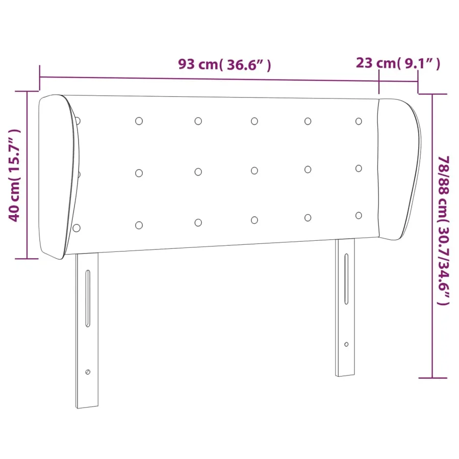 Tête de lit avec oreilles Blanc 93x23x78/88 cm Similicuir - 9