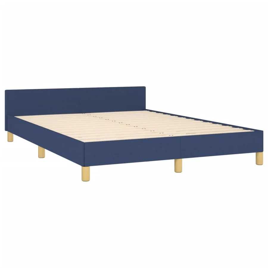 Cadre de lit sans matelas bleu 140x190 cm tissu - 5