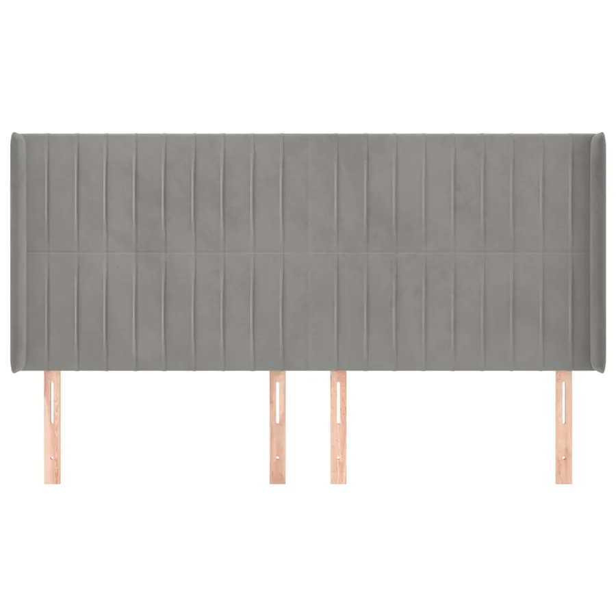 Tête de lit avec oreilles Gris clair 183x16x118/128 cm Velours - 3