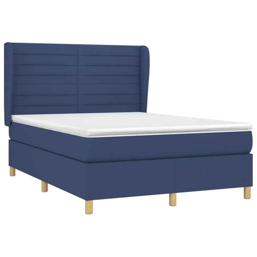 Sommier à lattes de lit avec matelas Bleu 140x190 cm Tissu - 3