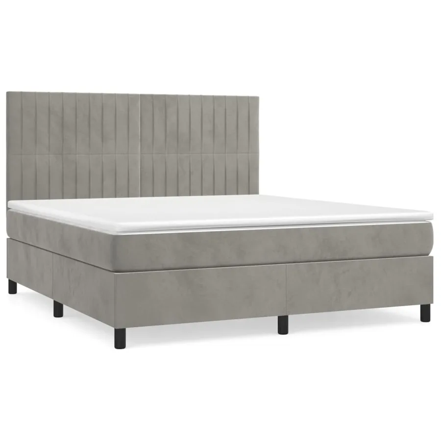 Sommier à lattes de lit et matelas Gris clair 180x200cm Velours - 2