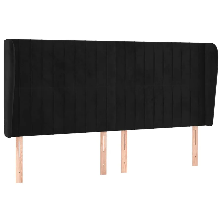 Tête de lit avec oreilles Noir 203x23x118/128 cm Velours - 2