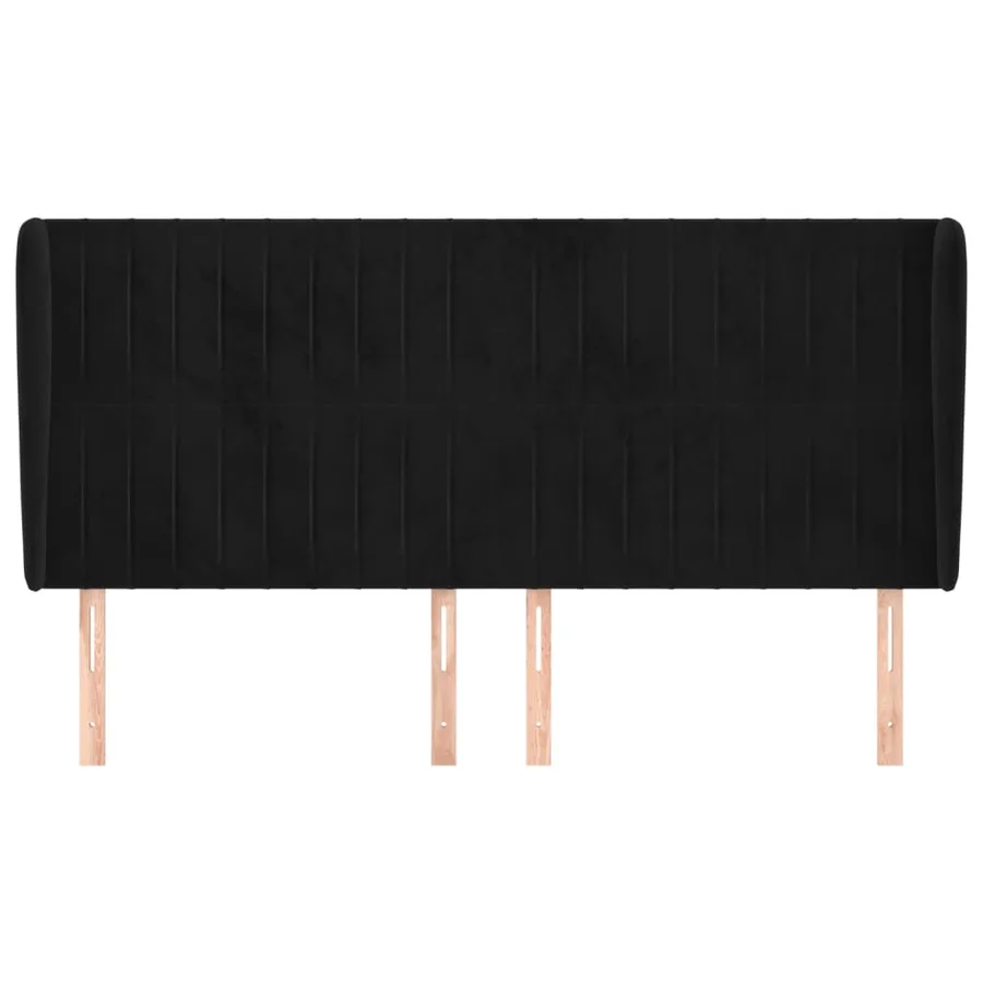 Tête de lit avec oreilles Noir 203x23x118/128 cm Velours - 3