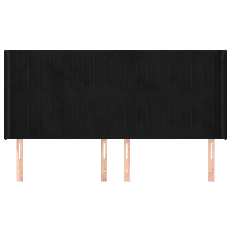 Tête de lit avec oreilles Noir 203x16x118/128 cm Velours - 3