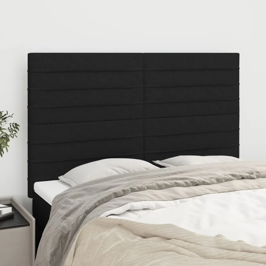 Tête de lit Noir 144x5x118/128 cm Tissu
