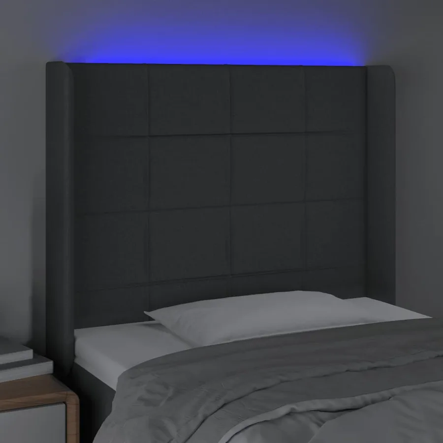 Tête de lit à LED Gris foncé 83x16x118/128 cm Tissu - 4