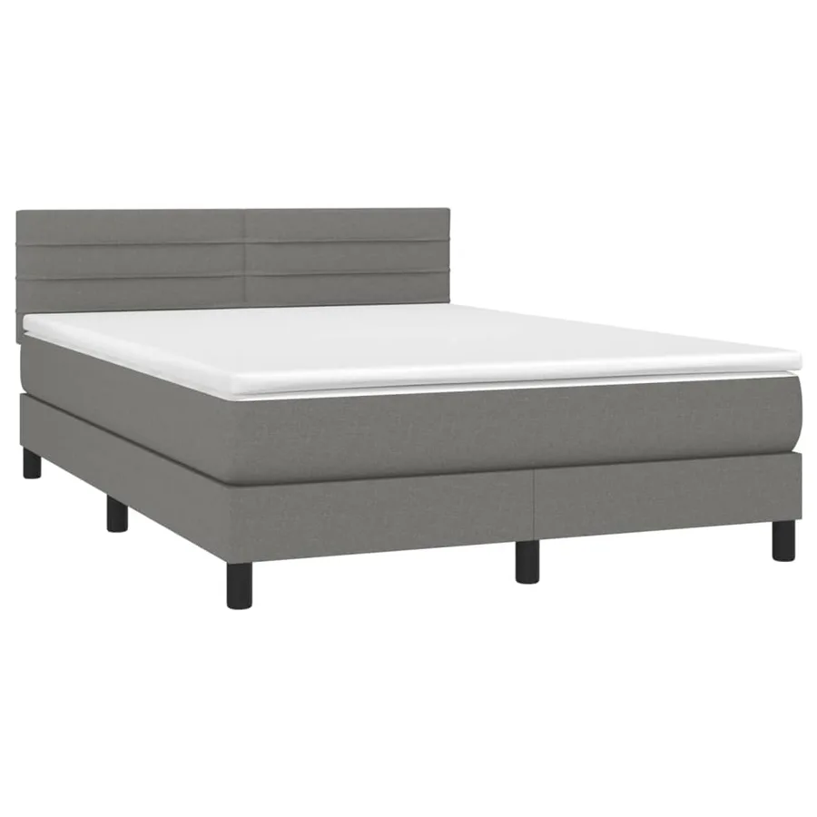 Sommier à lattes de lit et matelas et LED Gris foncé 140x190 cm - 3