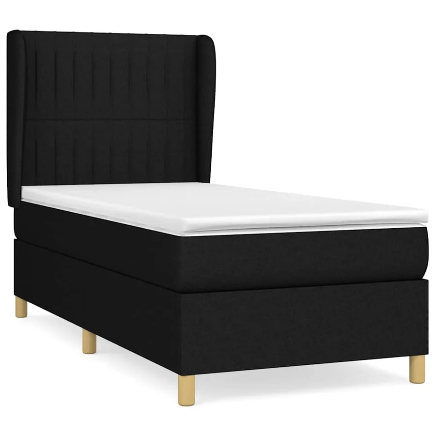 Sommier à lattes de lit avec matelas Noir 90x200 cm Tissu - 2