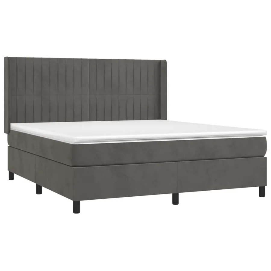 Sommier à lattes de lit matelas et LED Gris foncé 180x200 cm - 4