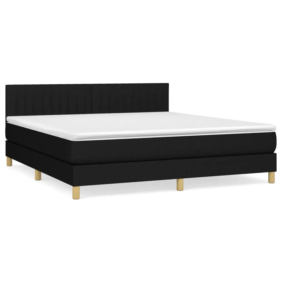 Sommier à lattes de lit avec matelas Noir 180x200 cm Tissu - 2