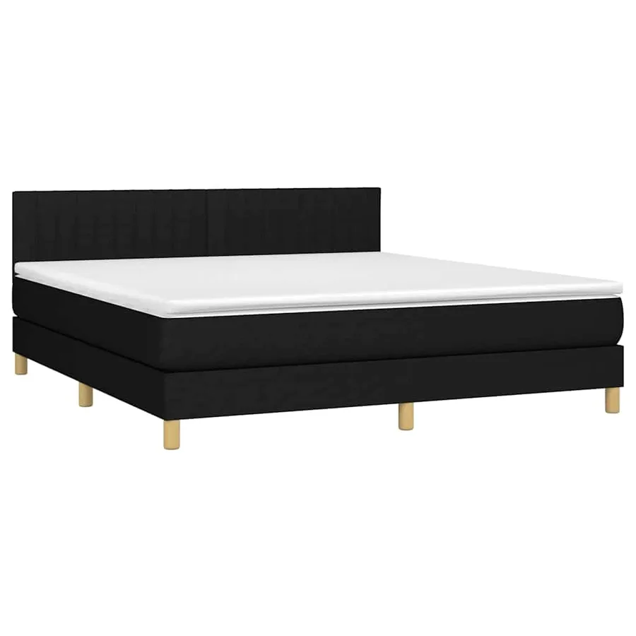 Sommier à lattes de lit avec matelas Noir 180x200 cm Tissu - 3