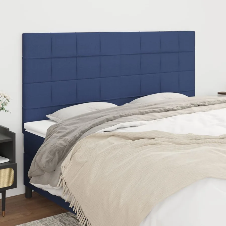 Tête de lit Bleu 200x5x118/128 cm Tissu