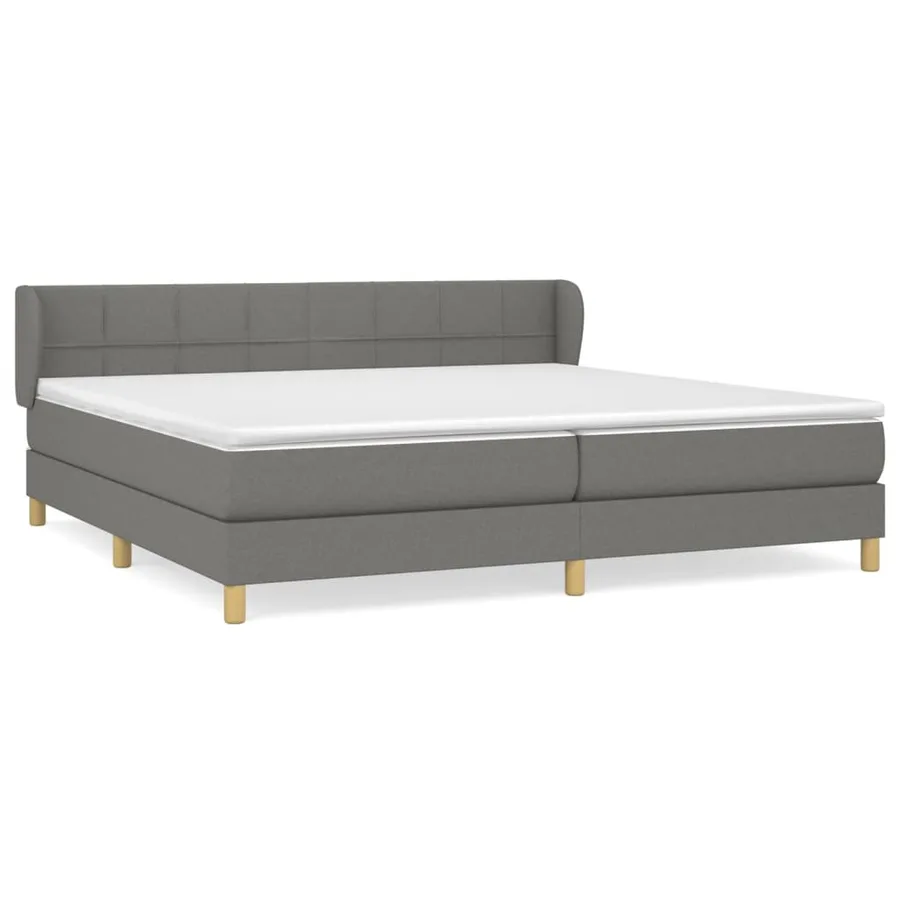 Sommier à lattes de lit avec matelas Gris foncé 200x200cm Tissu - 2