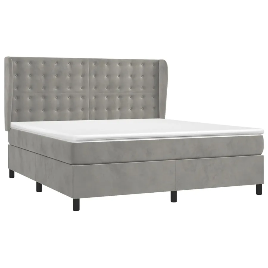 Sommier à lattes de lit et matelas Gris clair 160x200cm Velours - 3