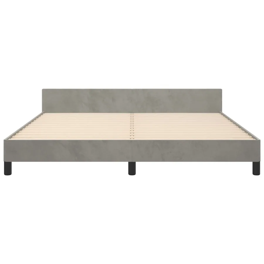 Cadre de lit sans matelas gris clair 160x200 cm velours - 6