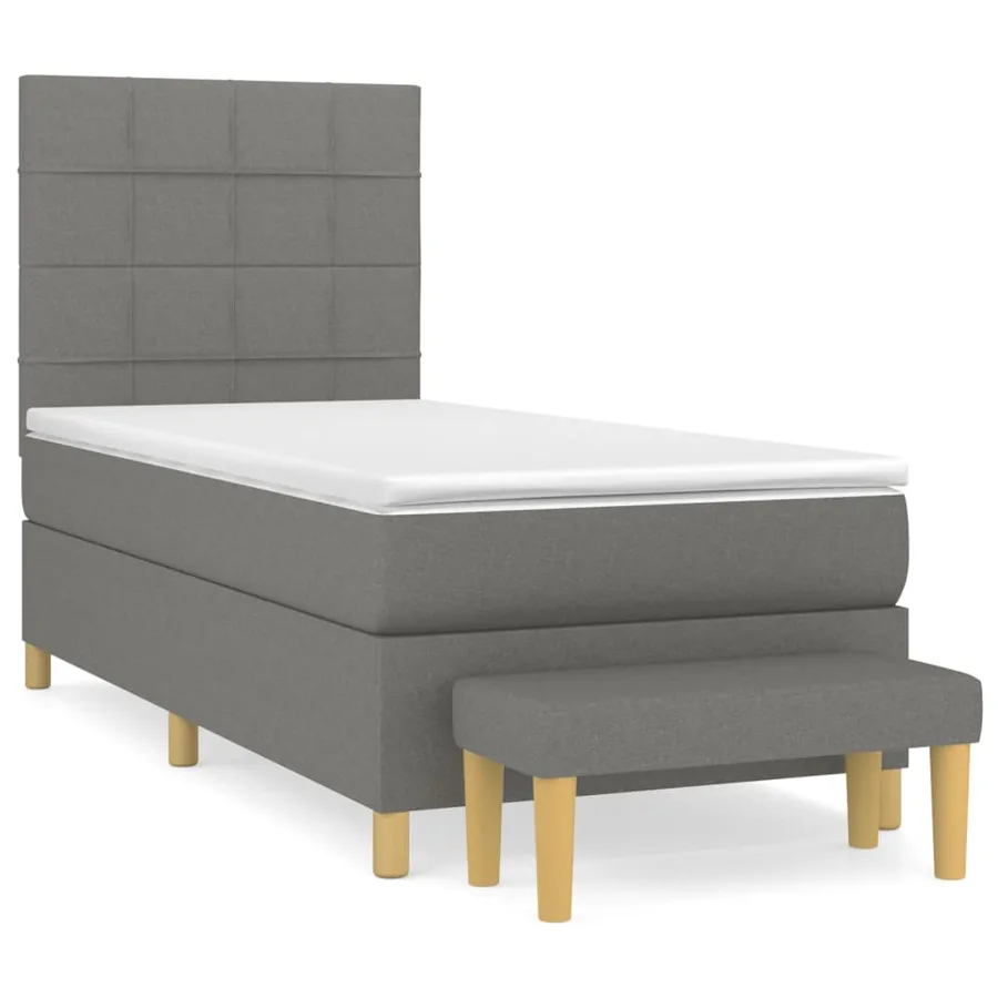 Sommier à lattes de lit avec matelas Gris foncé 80x200 cm Tissu - 2