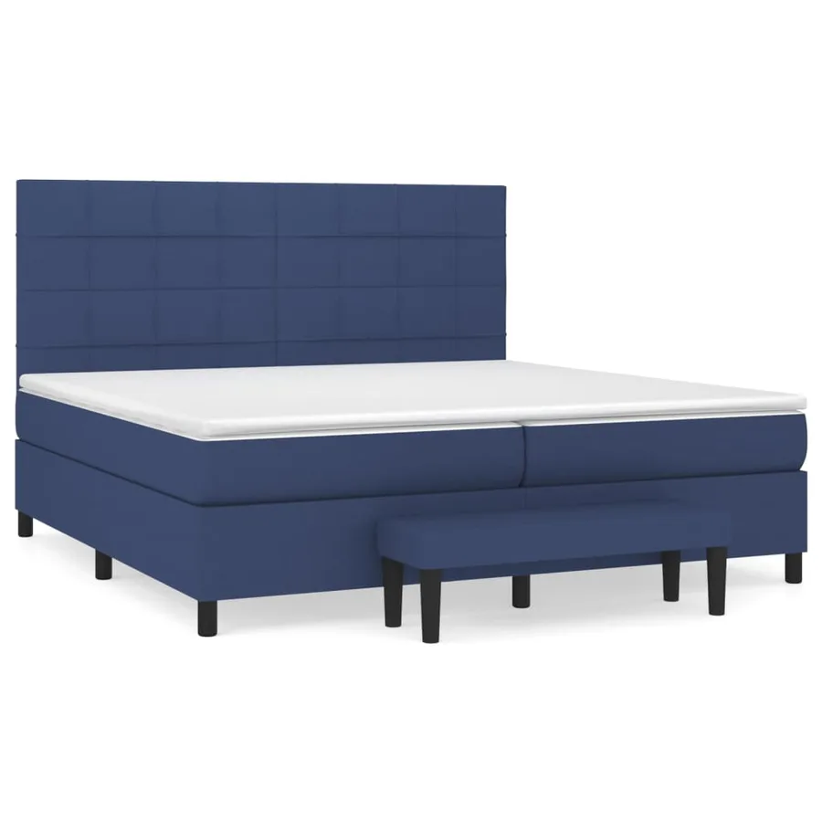 Sommier à lattes de lit avec matelas Bleu 200x200 cm Tissu - 2