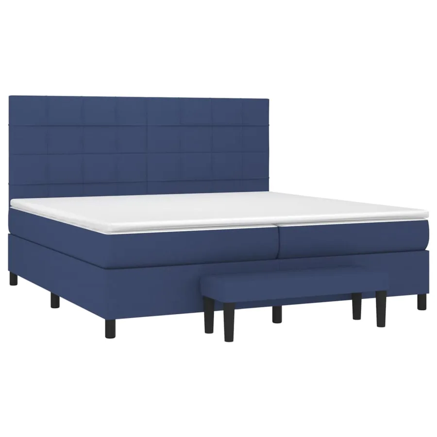 Sommier à lattes de lit avec matelas Bleu 200x200 cm Tissu - 3