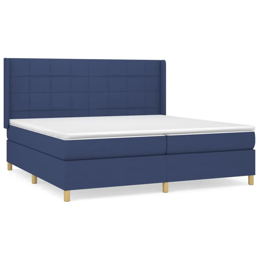 Sommier à lattes de lit avec matelas Bleu 200x200 cm Tissu - 2