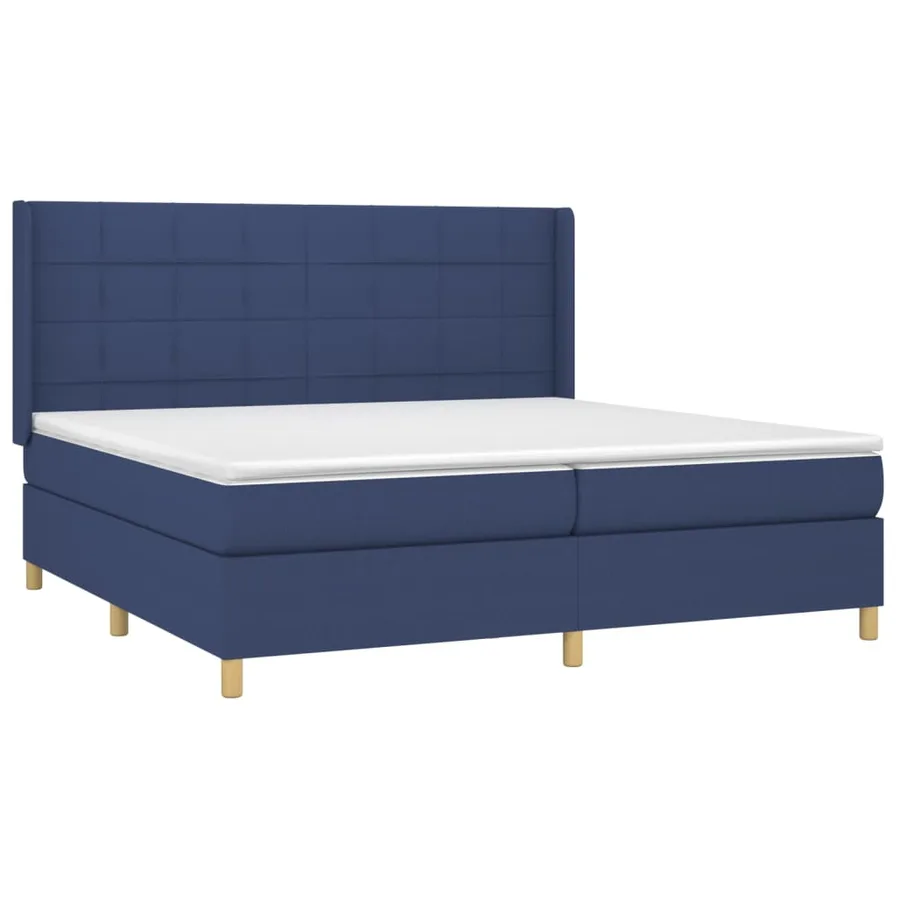 Sommier à lattes de lit avec matelas Bleu 200x200 cm Tissu - 3