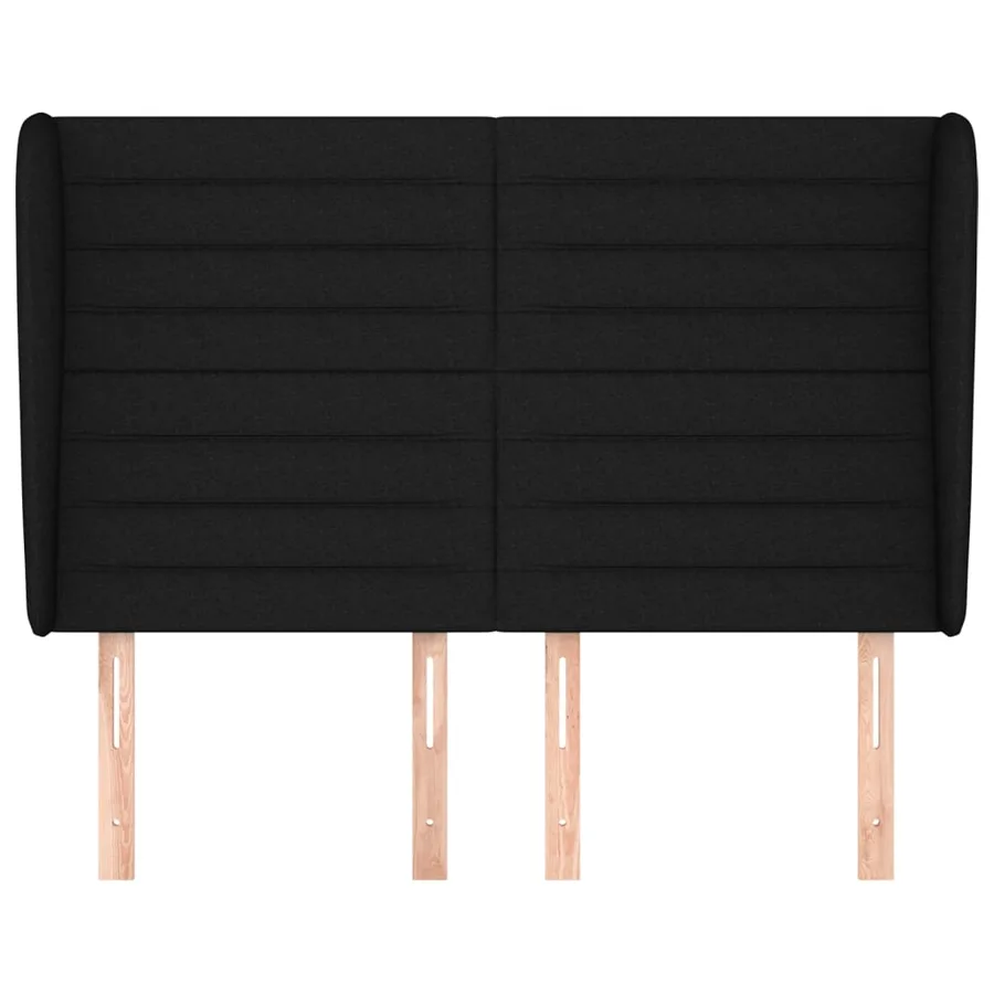 Tête de lit avec oreilles Noir 147x23x118/128 cm Tissu - 3