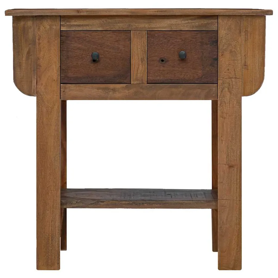 Table console bois de récupération mélangé 80x35x80 cm - 2