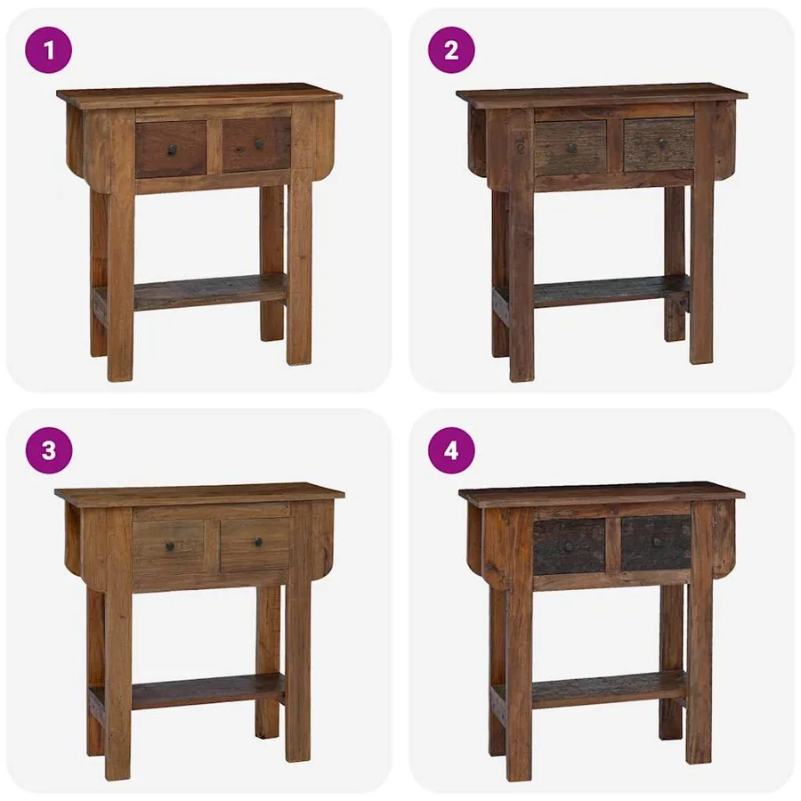 Table console bois de récupération mélangé 80x35x80 cm - 4