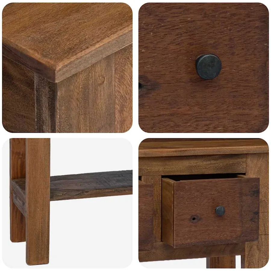 Table console bois de récupération mélangé 80x35x80 cm - 9