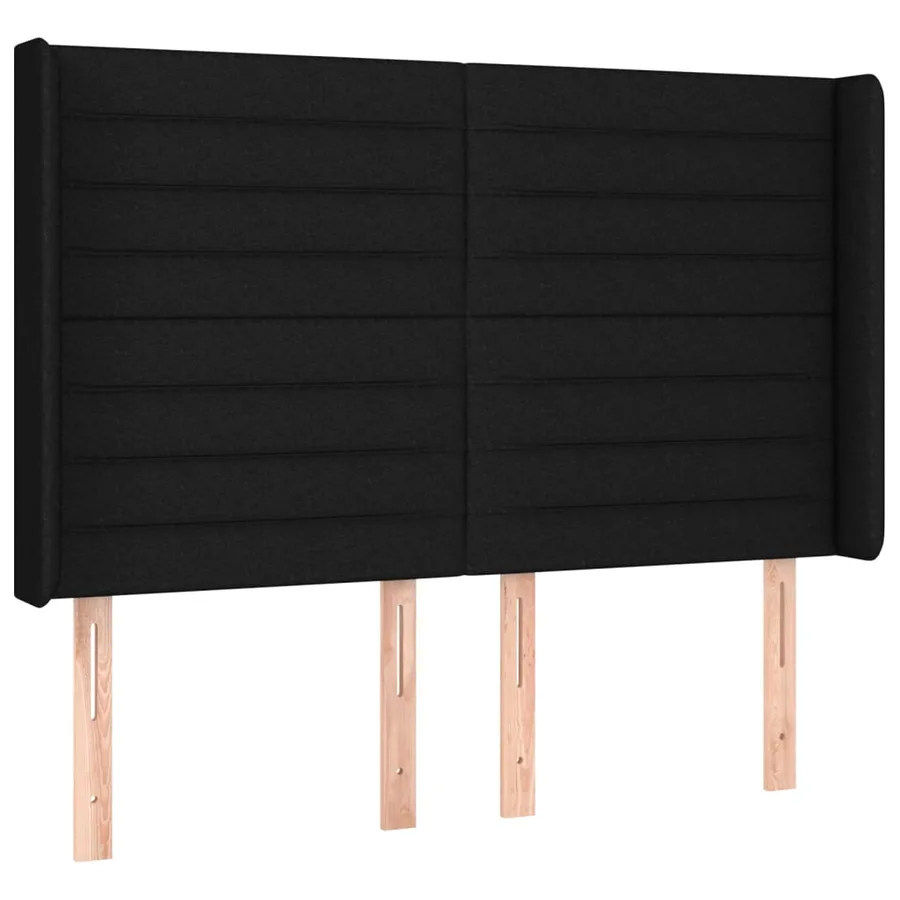 Sommier à lattes de lit matelas et LED Noir 140x190 cm Tissu - 7