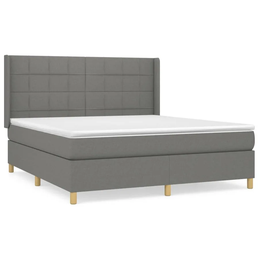 Sommier à lattes de lit avec matelas Gris foncé 160x200cm Tissu - 2