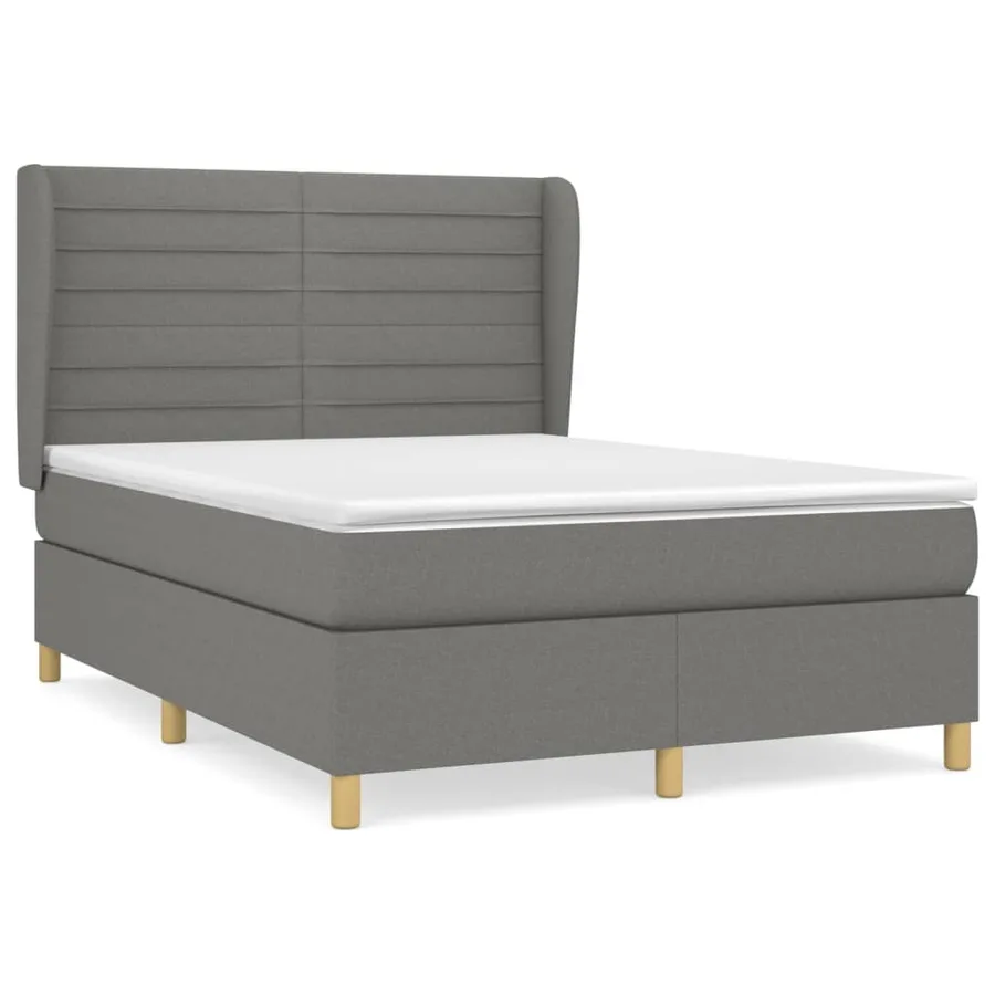Sommier à lattes de lit avec matelas Gris foncé 140x190cm Tissu - 2