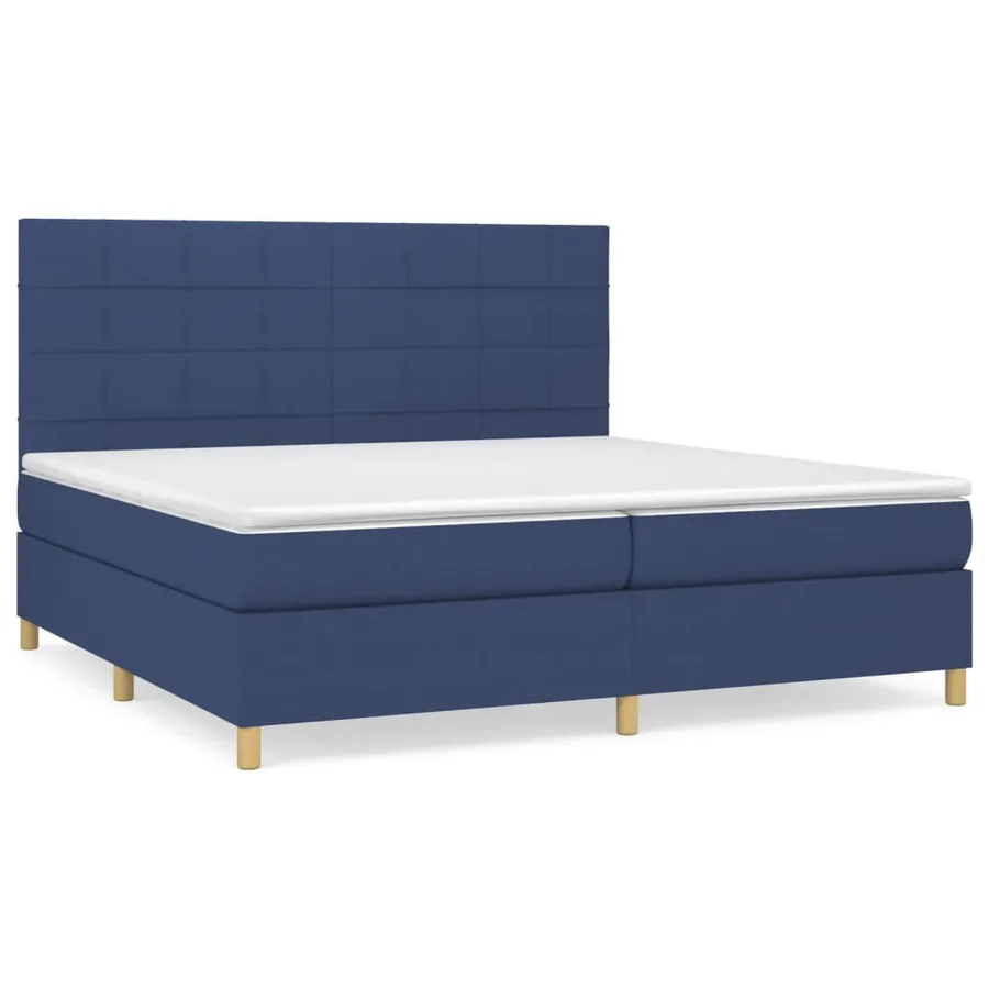 Sommier à lattes de lit avec matelas Bleu 200x200 cm Tissu - 2