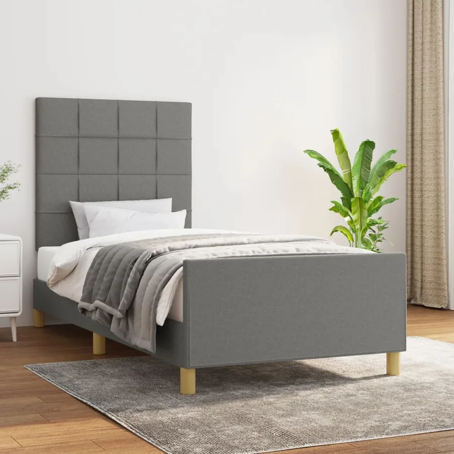 Cadre de lit sans matelas gris foncé 80x200 cm tissu