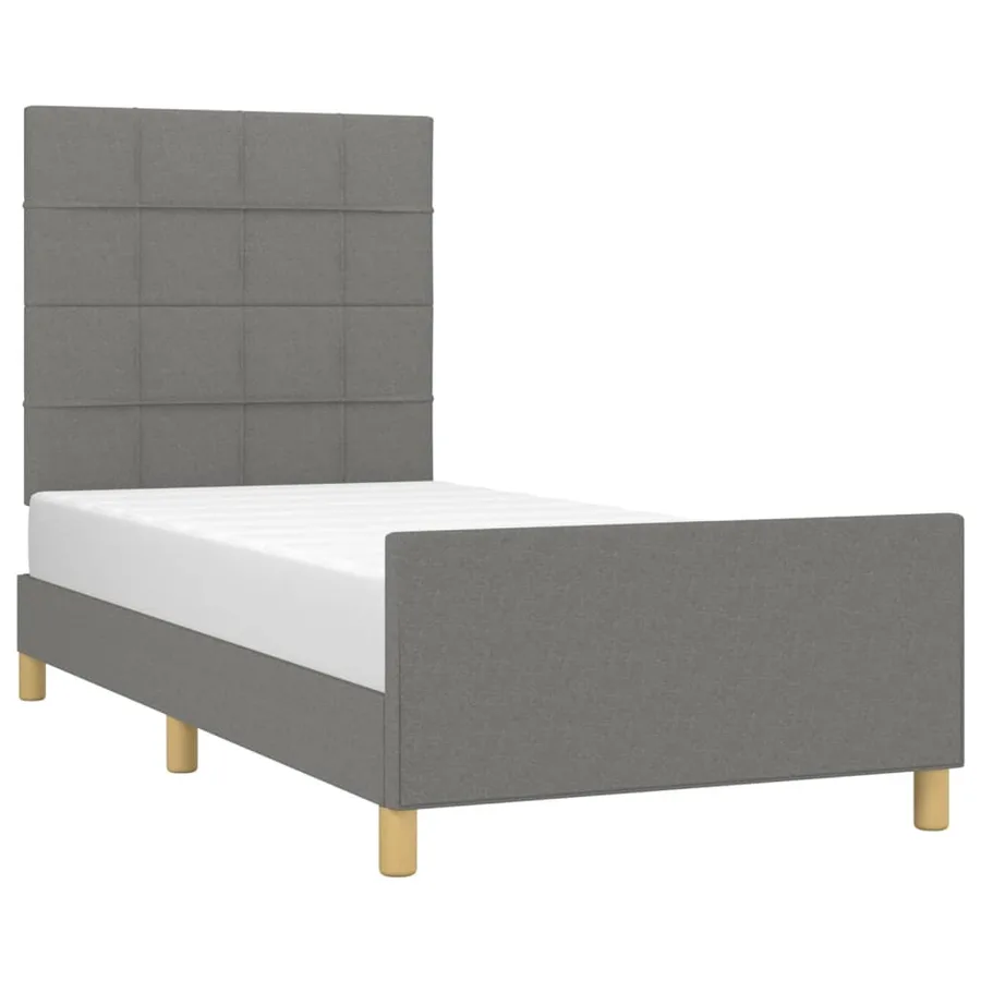 Cadre de lit sans matelas gris foncé 80x200 cm tissu - 3