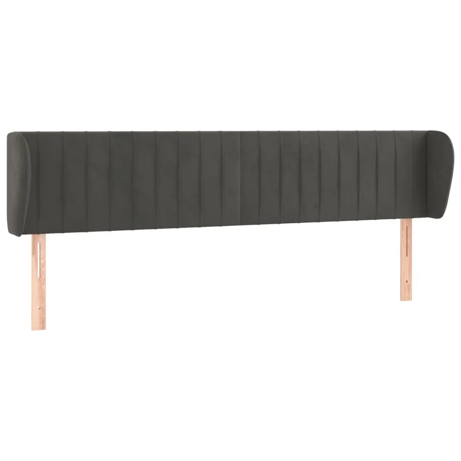 Tête de lit avec oreilles Gris foncé 183x23x78/88 cm Velours - 2