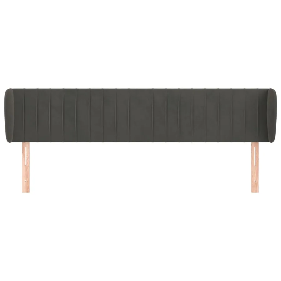 Tête de lit avec oreilles Gris foncé 183x23x78/88 cm Velours - 3