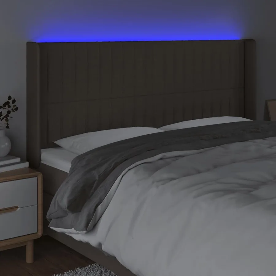 Tête de lit à LED Taupe 183x16x118/128 cm Tissu - 4
