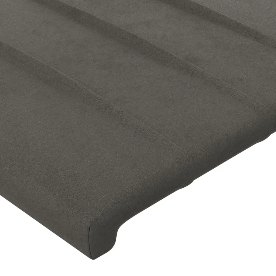 Cadre de lit sans matelas gris foncé velours - 10