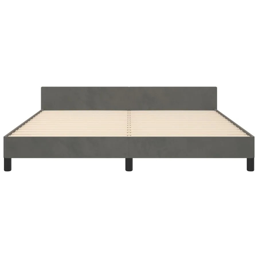 Cadre de lit sans matelas gris foncé velours - 6