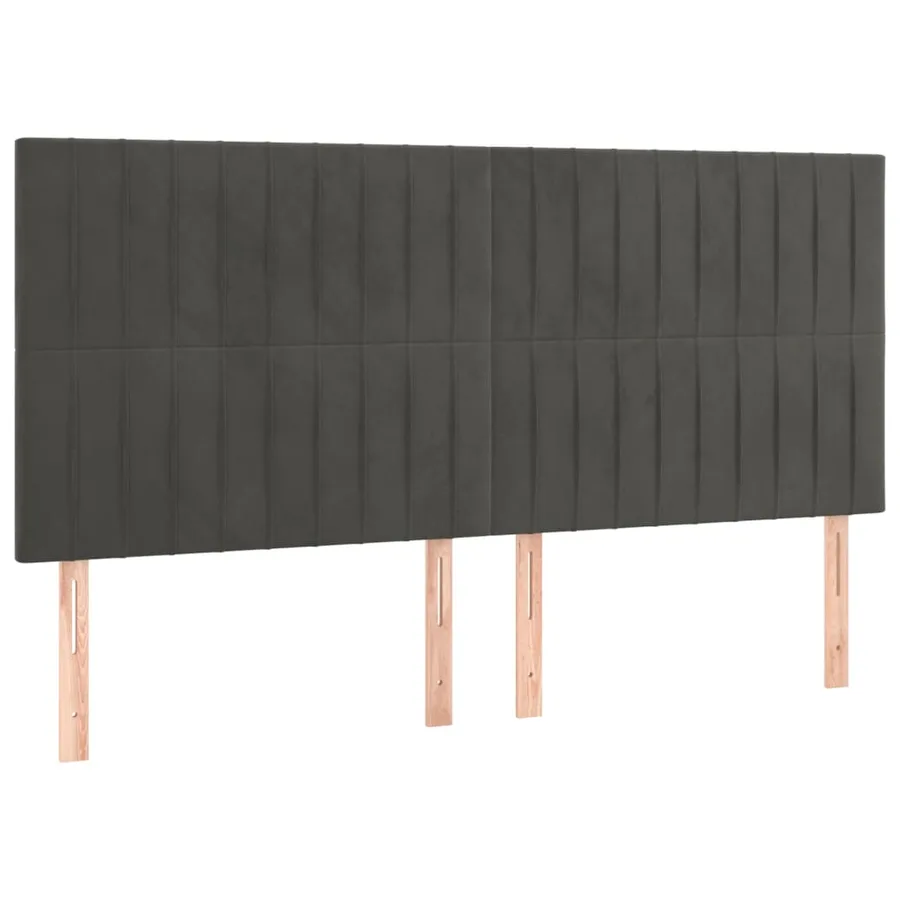 Cadre de lit sans matelas gris foncé velours - 8