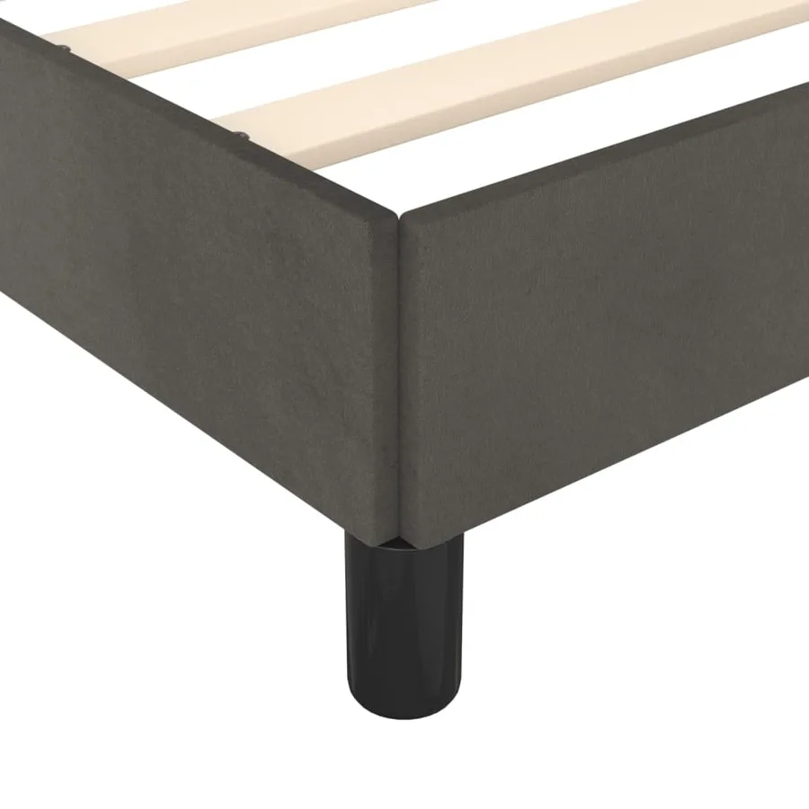Cadre de lit sans matelas gris foncé velours - 9