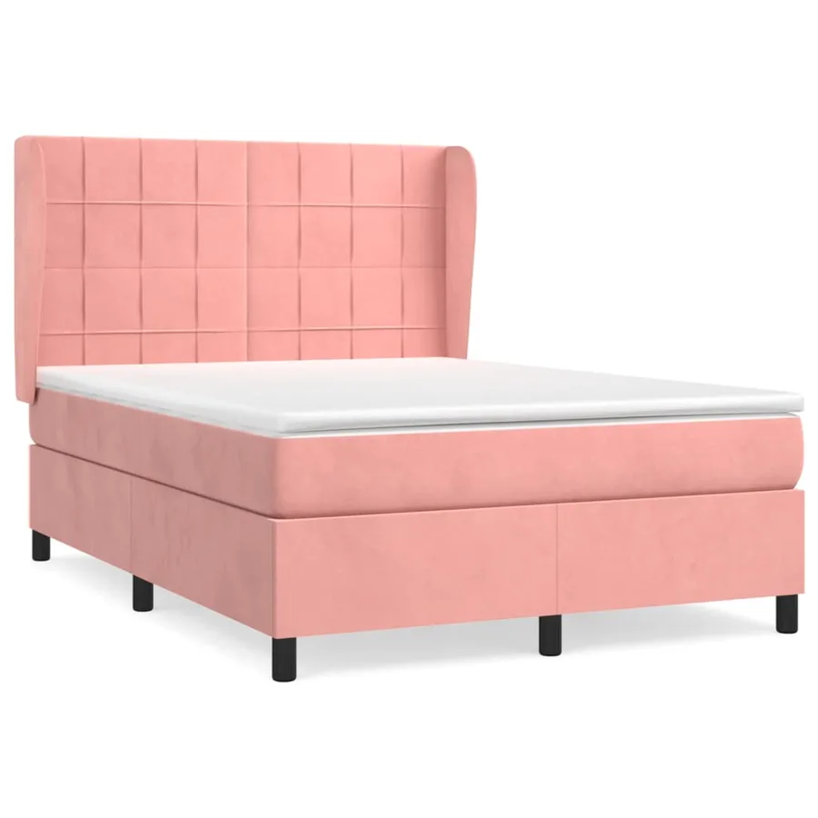 Sommier à lattes de lit avec matelas Rose 140x200 cm Velours - 2