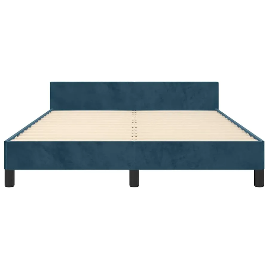 Cadre de lit sans matelas bleu foncé 140x200 cm velours - 6