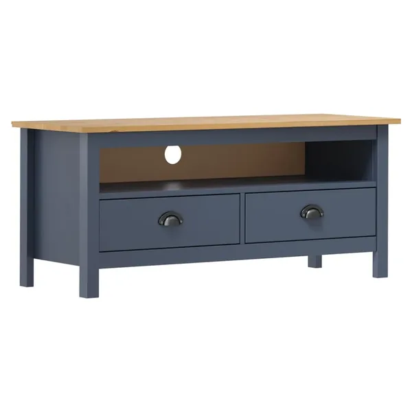 Meuble TV Hill Range Gris 110x40x47 cm Bois de pin solide